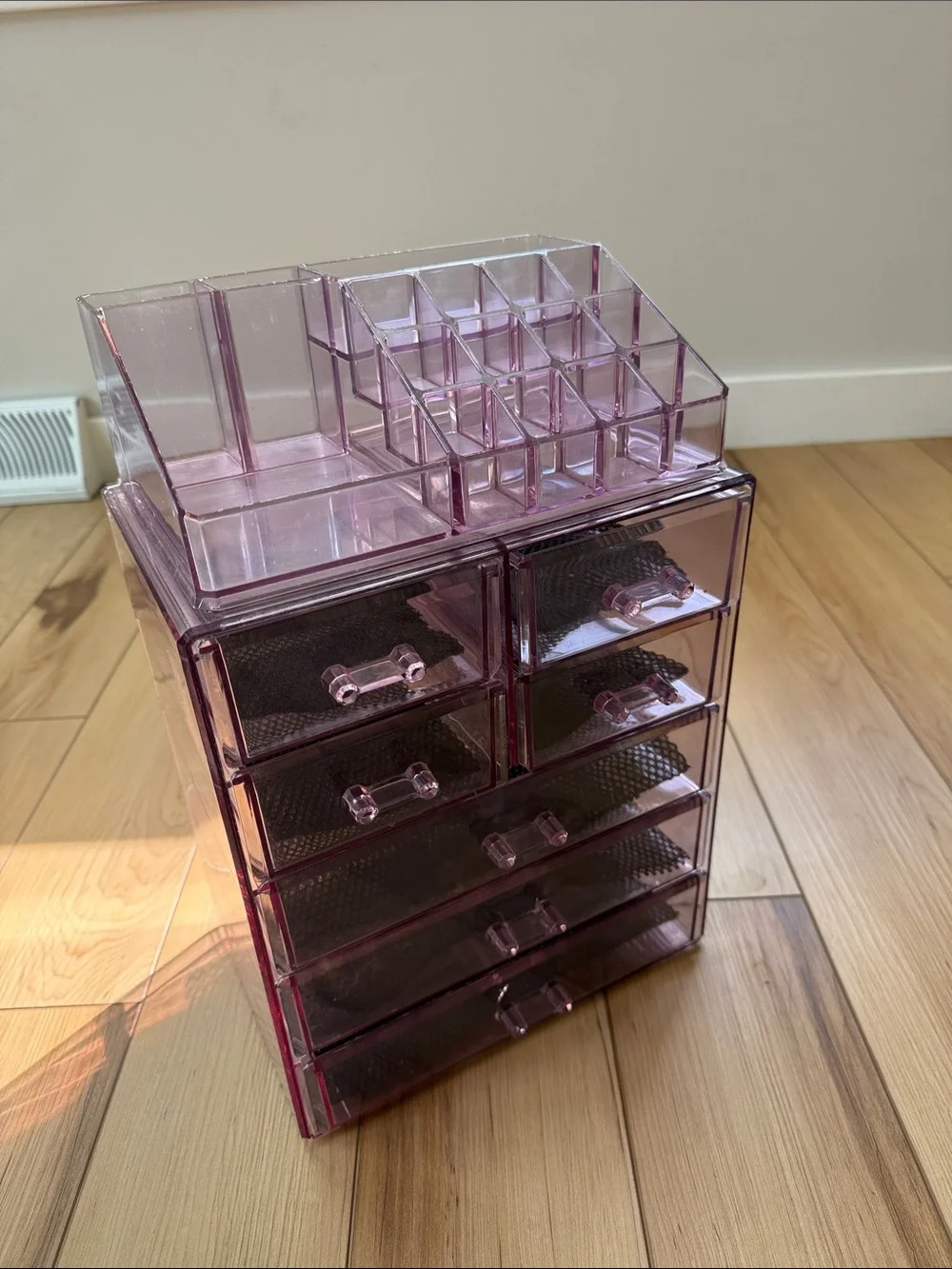 Clear Purple Makeup and Jewelry Organizer Drawer System